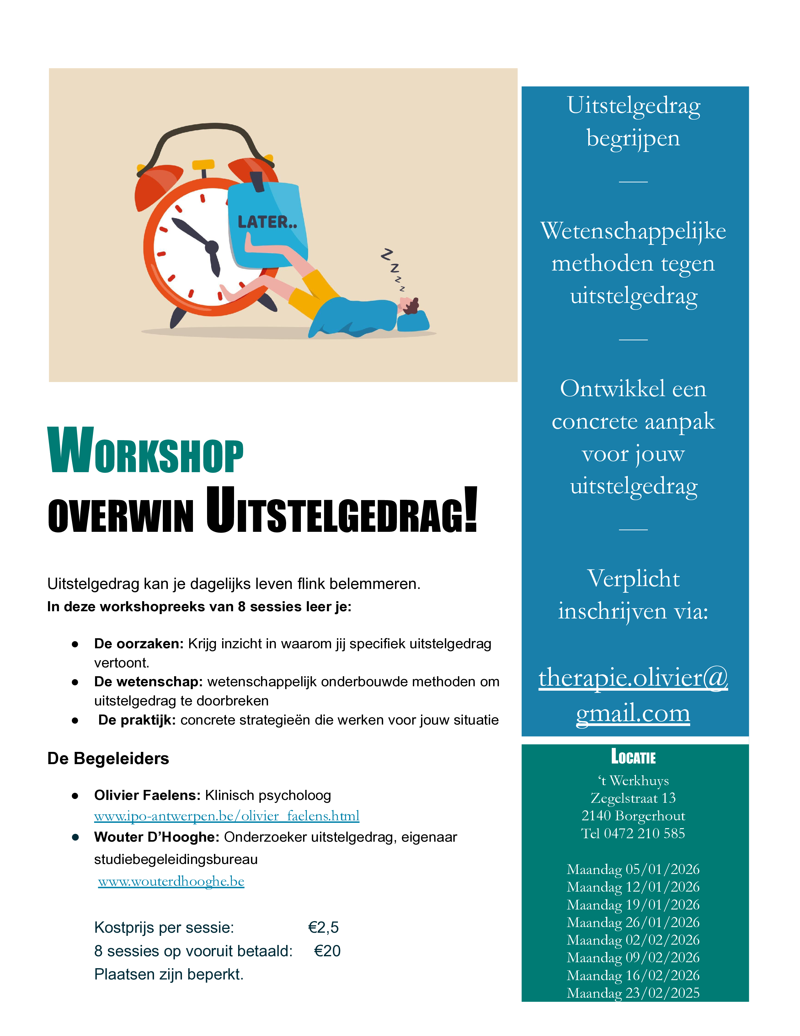 Inschrijvingen tot 1 januari